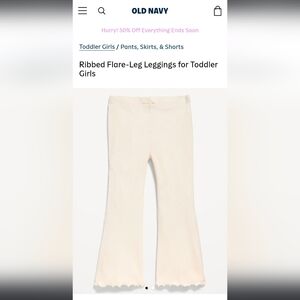 Old Navy Cream Ribbed Flare-Leg Leggings for Toddler Girls Size 6T